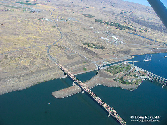 The Dalles Bridge from the Air