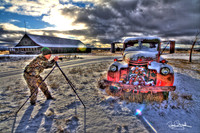 Old Fire Truck in Snow