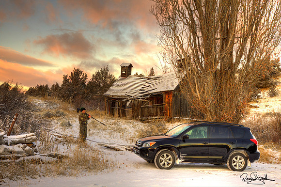 Toyota, road, Old Building