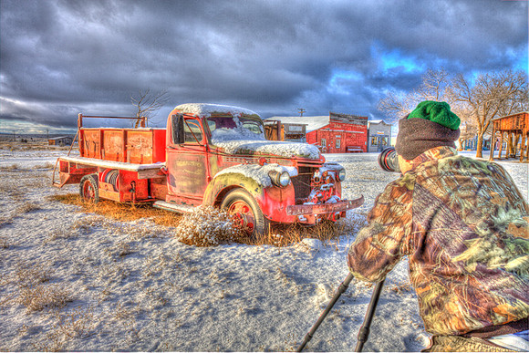 Old Fire Truck in Snow