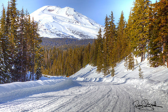 Central Oregon road with Snow