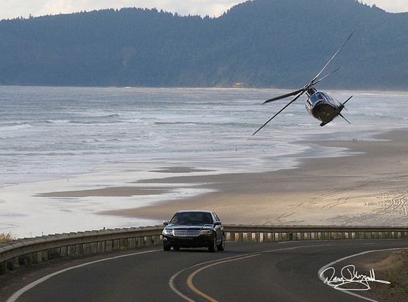 Lincoln and Helicopter at Beach