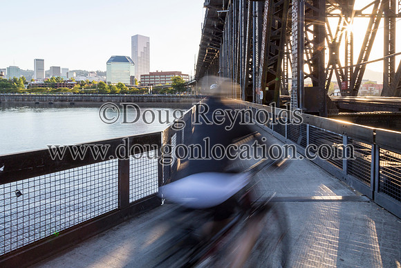 East Bank Bikes at Steel Bridge Blurred