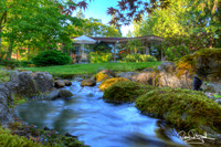 Mid Century Atomic Ranch Back Yard with Hot Tub, Patio, Small stream, and Pond with Deck well Maintained.  House photos on line soon.