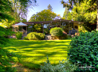 Mid Century Atomic Ranch Back Yard with Hot Tub, Patio, Small stream, and Pond with Deck well Maintained.  House photos on line soon.
