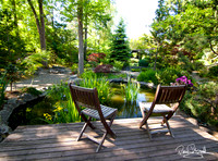 Mid Century Atomic Ranch Back Yard with Hot Tub, Patio, Small stream, and Pond with Deck well Maintained.  House photos on line soon.