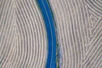 County Road Striped Fields Above