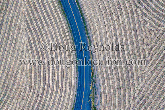 County Road Striped Fields Above