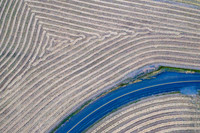County Road Striped Fields Above