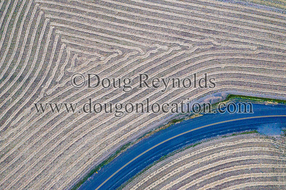 County Road Striped Fields Above