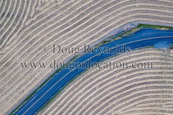 County Road Striped Fields Above