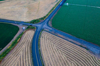 County Road Striped Fields Above