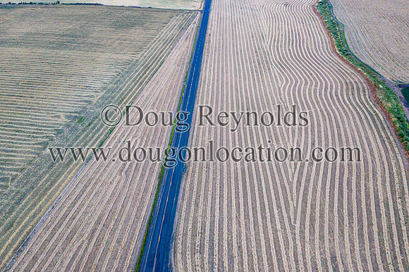 County Road Striped Fields Above
