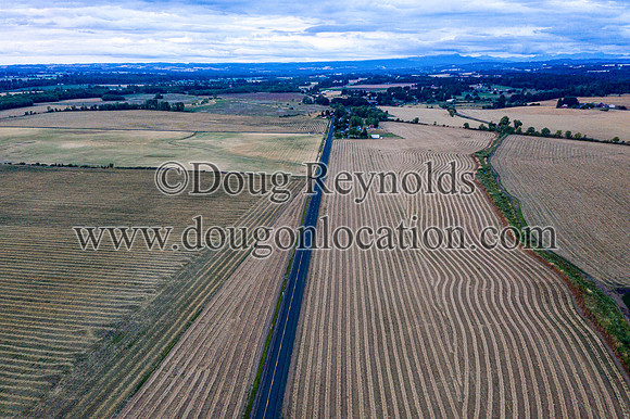 County Road Striped Fields Above