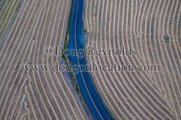 County Road Striped Fields Above