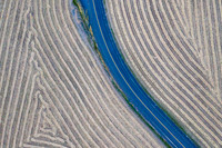 County Road Striped Fields Above