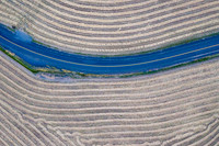 County Road Striped Fields Above