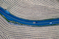 County Road Striped Fields Above