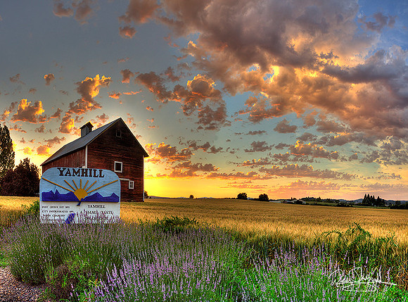 Yamhill City Sign Sunset