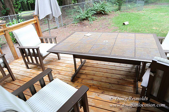 Cabin;  Home;  House; OR, Oregon Yard; deck; green. River,