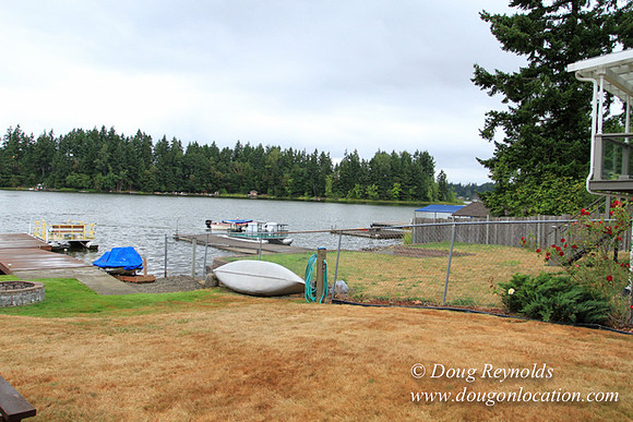 Boat, Cabin, Dock, "Greg's", Home, House, Lake, Small, WA, Washington, Yard, deck, green., vacation