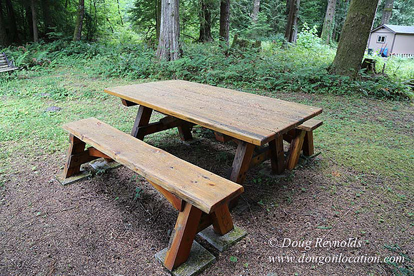 Cabin;  Home;  House; OR, Oregon Yard; deck; green. River,