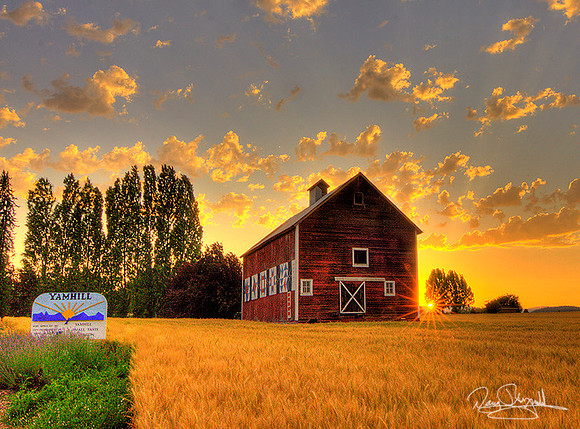Yamhill City Sign Sunset