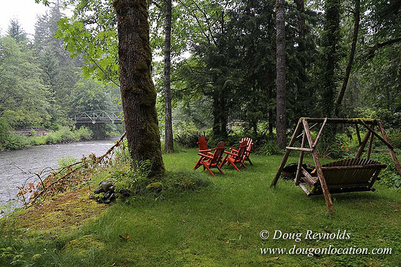 Small, Cabin, Home, River, OR, Oregon, Green, Yard,