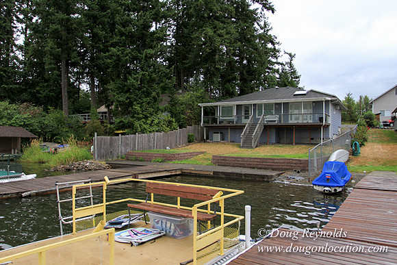 Boat, Cabin, Dock, "Greg's", Home, House, Lake, Small, WA, Washington, Yard, deck, green., vacation